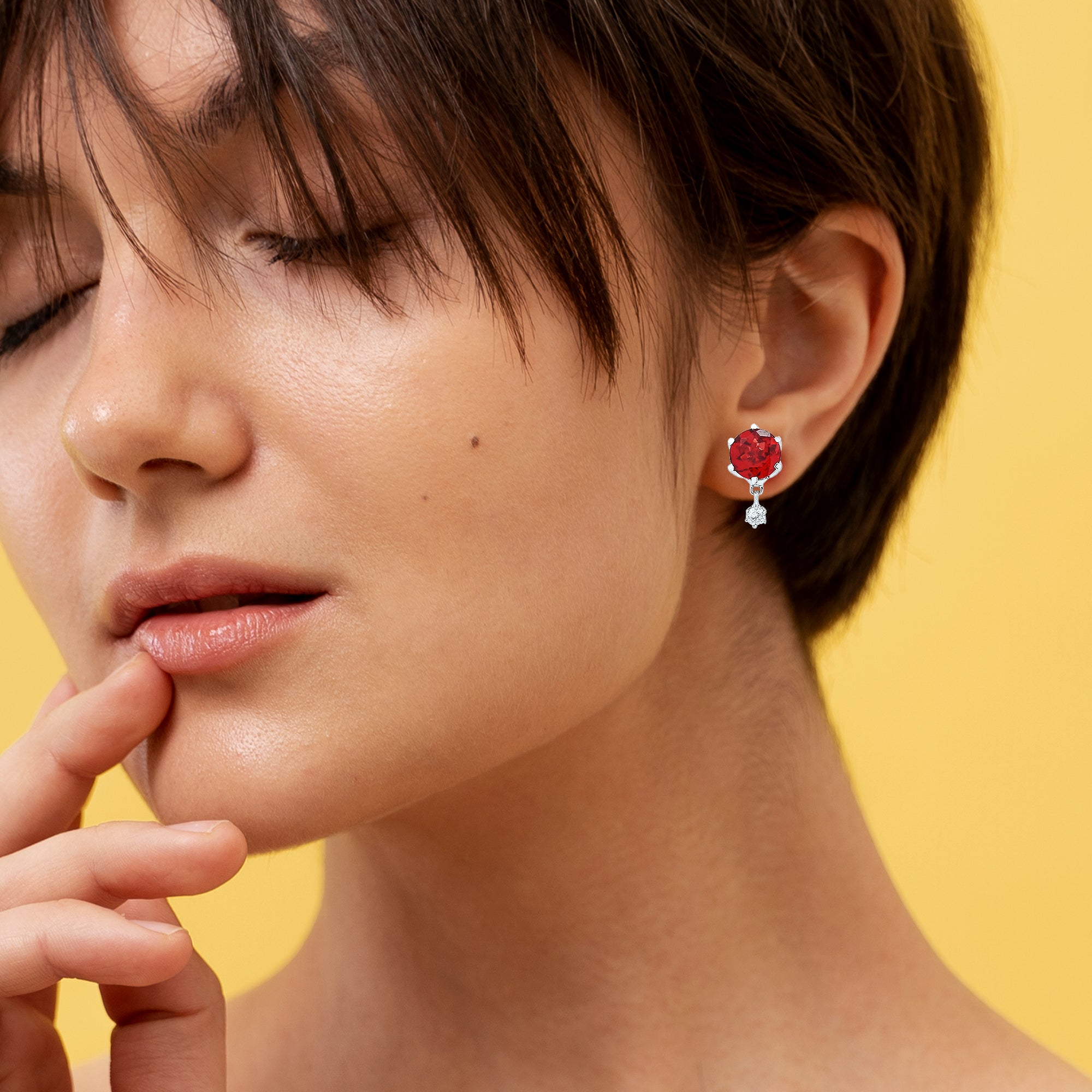 Garnet Diamond Earrings